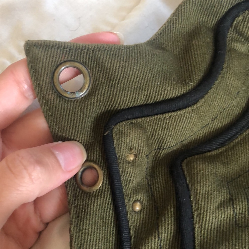 Creatura Festival Vest - high collar green studded short vest - Picture 13 of 15